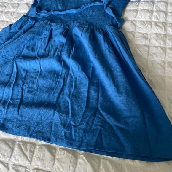 Lulu's Azure Puff Sleeve Linen Blend Mini Dress - Picture 8 of 12